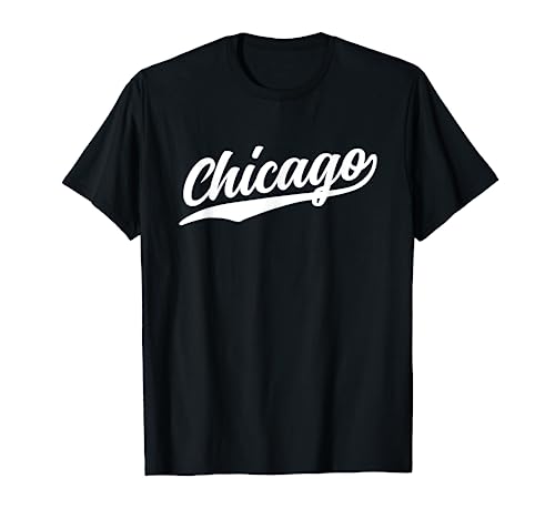 Chicago Illinois Cool Retro Script 1970s White Text Vintage T-Shirt