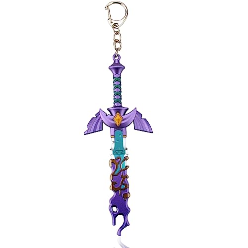 MEETCUTE Decayed MasterSword Keychain Latest,Cool Sword Key Ring for Men and Women Legend of Zeld the Tears Kingdom MasterSword Key chain Cosplay Accessories - Purple