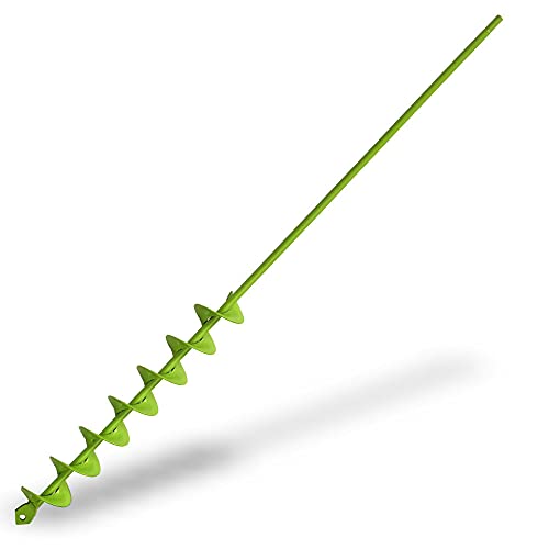 32' x 2' Upgraded Elongated Auger Drill Bit- No Need to Squat Post Hole Digger,100% Solid Barrel Extended Length Intensive Blades Heavy Duty Green Auger Drill Bit for Planting for 3/8' Hex Drive Drill