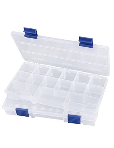 Hlotmeky Tackle Box Small Fishing Box Organizer 2 Pack 3500 Tackle Tray Clear Plastic Storage Box with Dividers Sorting Snackle Box