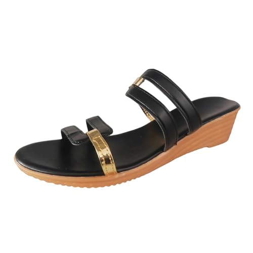 JEUROT Women's Platform Sandals Open Toe Slip On Summer Beach Wedges Soft Leather Sandal Comfortable Heels Vacation Shoes for Women