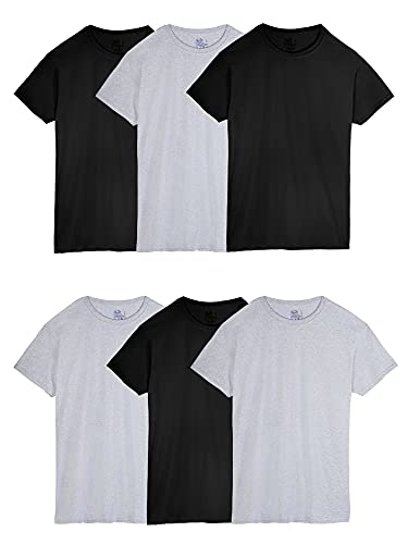 Fruit of the Loom mens Stay Tucked Crew T-shirt Underwear, Classic Fit - Black/Grey 6 Pack, XX-Large US