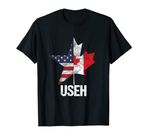 Half Canadian American USEH Canada USA Flag United States T-Shirt