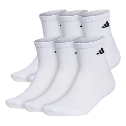 adidas Men's Athletic Cushioned Quarter Socks (with Arch Compression for a Secure fit (6-Pair), White/Black, X-Large