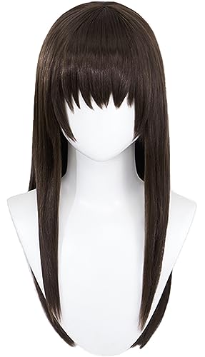 TO KU TOO YUO Iki Hiyori Cosplay Wig Anime Cosplay Wig Long Brown Straight Wig Hair Synthetic Hair Halloween Party Wig Long Hair+ Wig Cap 60CM (Iki Hiyori)