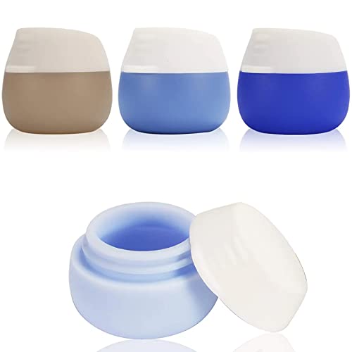 Travel Containers for Toiletries, Gemice Silicone Cream Jars, TSA Approved Travel Size Containers Leak-proof Travel Accessories with Lid for Cosmetic Makeup Face Body Hand Cream (4 Pieces) (Blue)