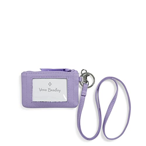 Vera Bradley Women's Cotton Zip ID Case and Lanyard Combo, Lavender Petal - Recycled Cotton, One Size