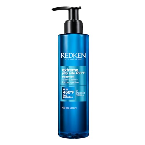 Redken Extreme Play Safe Heat Protectant Spray & Leave In Conditioner| For All Hair Types | Helps Reduce The Appearance of Split Ends | With Tourmaline | 6.8 Fl Oz