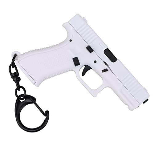 Pistol shaped keychain charm Realistic Model Removable Magazine,Miniature Tactical Pistol Model for Gift Bag Pendant Ornament White