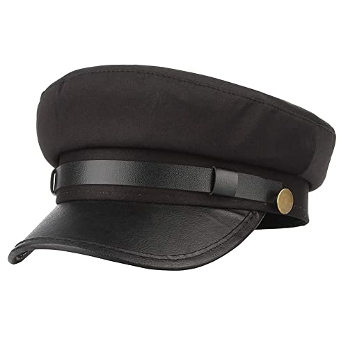 S.CHARMA Chauffeur Hat for Men Women, Classic Vintage Newsboy Cap Costume Hats (Black, Adjustable fit M(56-58cm/22-22.8inch))