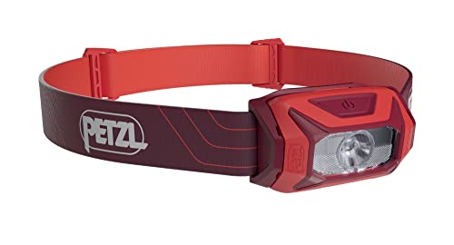 PETZL TIKKINA Headlamp - Compact, Easy-to-Use 300 Lumen Headlamp, Designed for Hiking, Climbing, Running, and Camping - Red