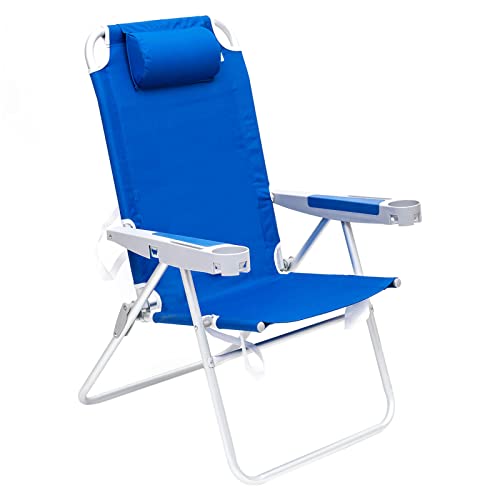 SUNNYFEEL Oversized Tall Folding Beach Chair Lightweight, 17' Portable Sand Chair for Adults Heavy Duty 500 LBS with Cup Holders, Foldable High Camping Lawn Chairs for Camp/Outdoor/Picnic/Sports