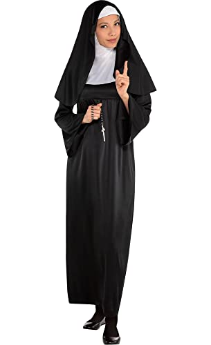 amscan Holy Sister Nun Halloween Costume for Women, Standard (6-8), with Veil and Collar