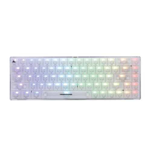 Higround Crystal Opal Basecamp 65% Mechanical USB Wired Gaming Keyboard, Silent Glacier Switches, Programable RGB, Transparent/Translucent, Hot-Swappable, Deep Thock Creamy Sounding PC Keyboard