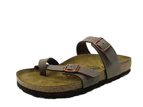 Birkenstock Women's Mayari Adjustable Toe Loop Cork Footbed Sandal- Narrow Mocha, 9-9.5 N US