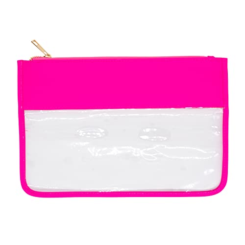 Phlox Collective Nylon Teddy Corduroy Travel Cosmetic Pouch Bag Makeup Pouch Bag (Hot Pink, Flat Pouch)