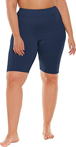 Coolibar UPF 50+ Women's Deep Water Swim Shorts - Sun Protective (Medium- Navy)