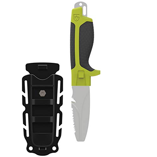 GEAR AID Tanu Dive and Rescue Knife with Sheath, 3” Blunt Tip Blade, Nav Green