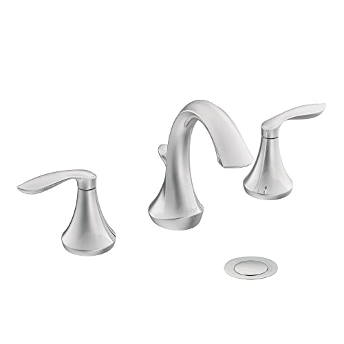 Moen Eva Chrome Transitional Two-Handle High-Arc Widespread Bathroom Faucet with Drain Assembly, Valve Required, T6420