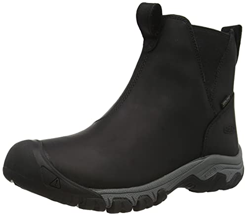 KEEN Women's Greta Chelsea Mid Height Waterproof Snow Boots, Black/Steel Grey, 8