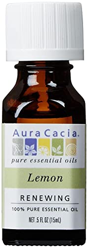 Aura Cacia 100% Pure Lemon Essential Oil | GC/MS Tested for Purity | 15 ml (0.5 fl. oz.) | Citrus limon