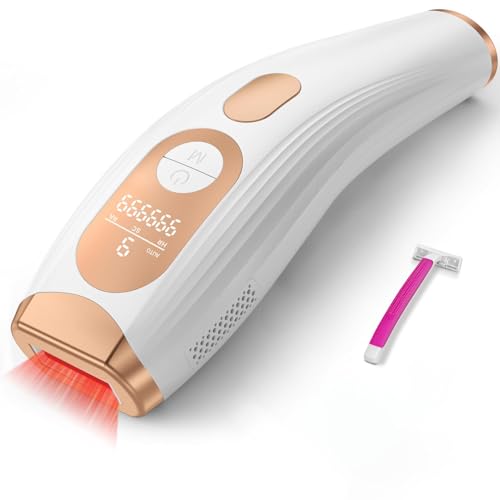 Laser Hair Removal IPL Laser Hair Removal for Women and Men Permanent, 999999 Flashes, At-Home Hair Removal Device for Facial Legs Arms Whole Body Use (White Gold)