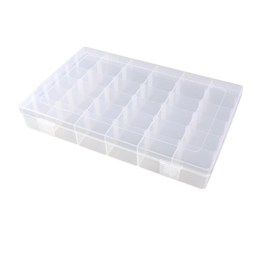 KLOUD City Jewelry Box Organizer Storage Container with Adjustable Dividers 36 Grids (Clear Plastic)