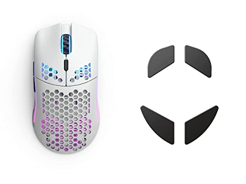 (Mouse + Ceramic Feet) Glorious Model O Wireless Gaming Mouse (Matte White) + Glorious G-Floats Polished Ceramic Mouse Feet for O/O- Mouse (Bundle)