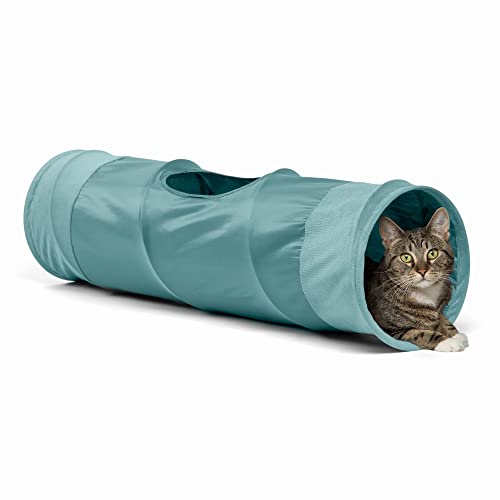 Best Friends by Sheri Ilan Oxford Cat Tunnel for Indoor Cats in Tidepool with Ball Toy, 36' x 10'