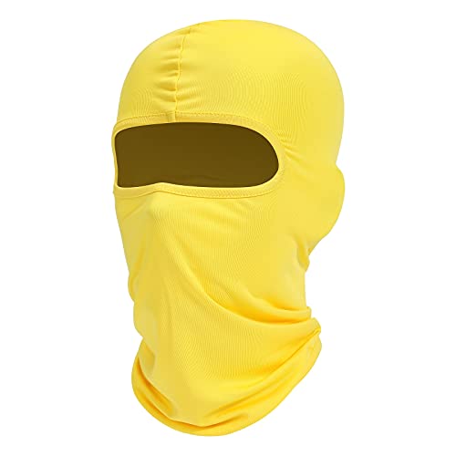 Fuinloth Balaclava Face Mask, Summer Cooling Neck Gaiter, UV Protector Motorcycle Ski Scarf for Men/Women Yellow