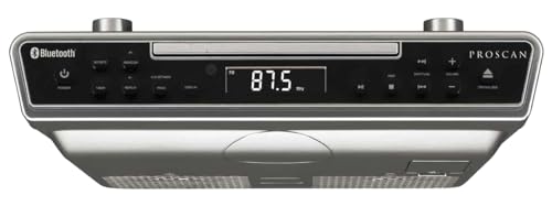 PROSCAN ELITE PKCR2713AMZ Under Counter CD Player with Clock Radio and Bluetooth, Silver