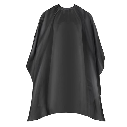 Omvoina Professional Hair Cutting Cape with Adjustable Snap Closure, Salon Barber Cape,Waterproof Hairdressing Salon Cape - 57' x 51'(Black)