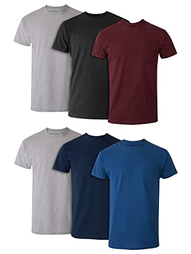 Hanes Mens Pocket T-shirt, Moisture-wicking Cotton Crewneck Tees, 6-pack Underwear, Assorted - 6 Pack, 3X-Large US