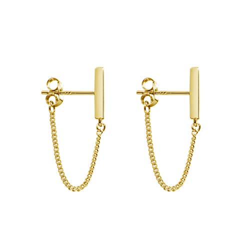 Chain Earrings for Women Gold Dangle Earrings For Women Girls Hypoallergenic Gold Plated Earrings for Women Sterling Silver Gold Stud Earrings for Women (14K Gold)