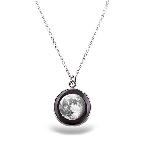 Your Moon Phase - Luna Moon Phase Necklace for Women | Stainless Steel Charm / 18' Chain | Pendant Necklace Moon Astrology Jewelry Gifts for Mom Women Girls, Stainless Steel, No Gemstone