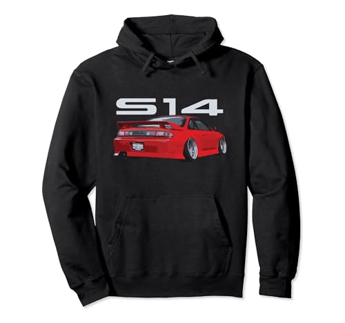 JDM Car S14 240 Stanced Ultra Red Drift Machine Pullover Hoodie