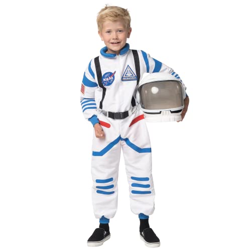 Spooktacular Creations Halloween Child Unisex White black details Astronaut Costume for Party Favors (Small (5-7yr))