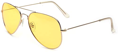 Outray Night Vision Polarized Aviator Sunglasses for Driving (Gold Frame/Yellow Lens, Yellow)