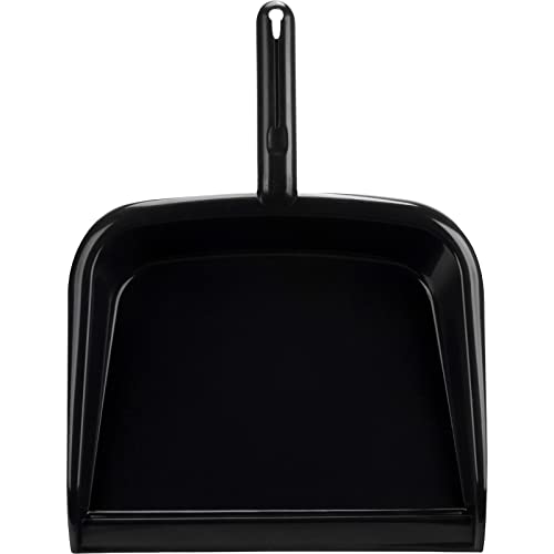 SPARTA Large Handheld Dustpan with Hanging Hole, Heavy-Duty Plastic Dustpan with Wide Lip for Countertops and Surfaces, Plastic, 10 Inches, Black