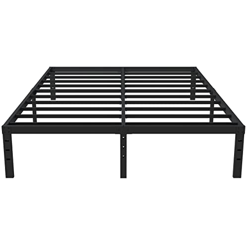 Upcanso 16 Inch Queen Bed Frame No Box Spring Required, Metal Platform Queen Size Bed Frames with 14 Inch Storage, 3,500 lbs Heavy Duty Non-Slip Steel Slats Support, Easy Assembly Mattress Foundation
