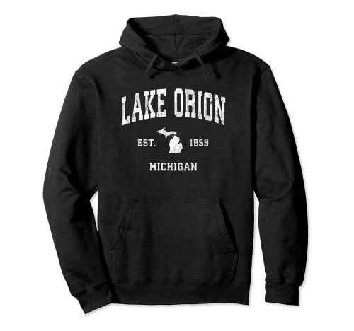 Lake Orion Michigan MI Vintage Athletic Sports Design Pullover Hoodie