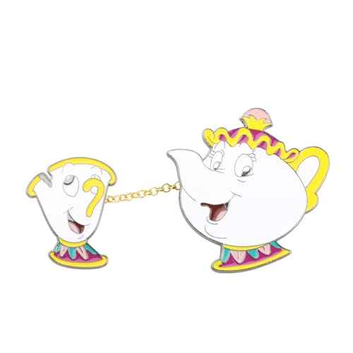 KEYCHIN Mrs.Potts And Chip Brooch Beauty Beast Inspired Gifts Mrs. Potts Tea & Biscuit Jewelry For Women Girls (Potts & Chip Brooch)
