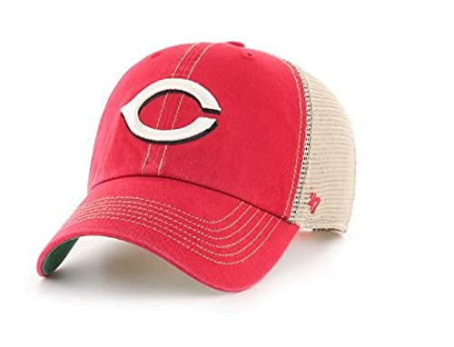 '47 MLB Trawler Mesh Clean Up Adjustable Hat, Adult One Size Fits All (Cincinnati Reds Black)