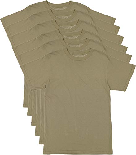 6 Pack - AR 670-1 Army Compliant Coyote Brown Mens Military T-Shirt Poly Cotton Multicam OCP Scorpion Uniform Approved (Large / 41'-45')