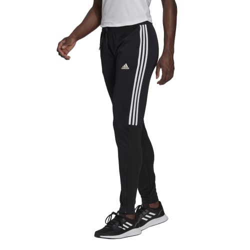 adidas Women's Aeroready Sereno Slim Tapered-Cut 3-Stripes Pants, Black/White, X-Large