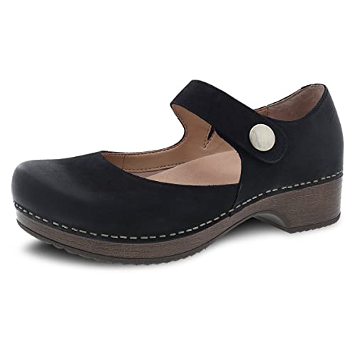 Dansko Beatrice Mary Jane Clog for Women - Memory Foam and Arch Support for All -Day Comfort and Arch Support - Lightweight EVA Outsole for Long-Lasting Wear Black 8.5-9 M US
