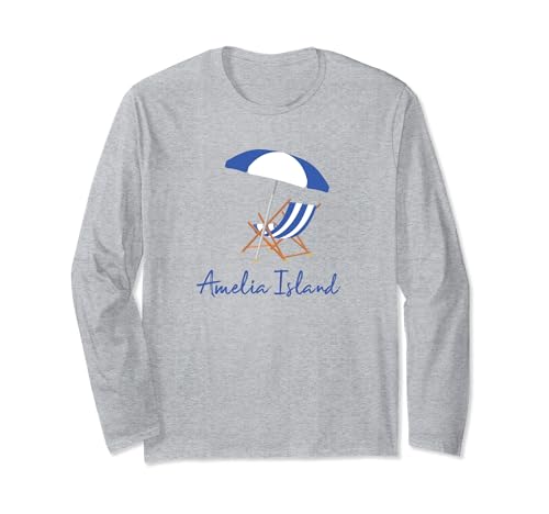Amelia Island Florida Nautica Striped Beach Umbrella Chair Long Sleeve T-Shirt