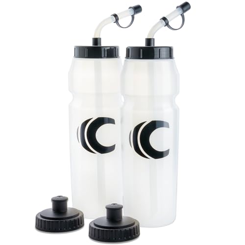 Cannon Sports 1 Liter Squeeze Water Bottle with Straw Lid New Easy Grip 34 Oz Pack of 2 (Clear)