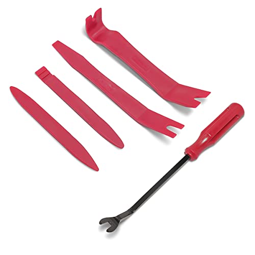 BLAU GRUN 5PCS Auto Trim Removal Tool Kit, Car Interior Door Panel Clip Fastener Removal Set, No Scratch and No Marring Plastic Pry Tool Kit for Vehicle Dash Radio Audio Installer (Red)