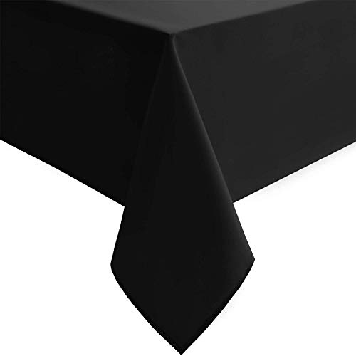 Hiasan Black Rectangle Tablecloth - 54 x 80 Inch - Waterproof & Wrinkle Resistant Washable Fabric Table Cloth for Dining, Party and Outdoor use